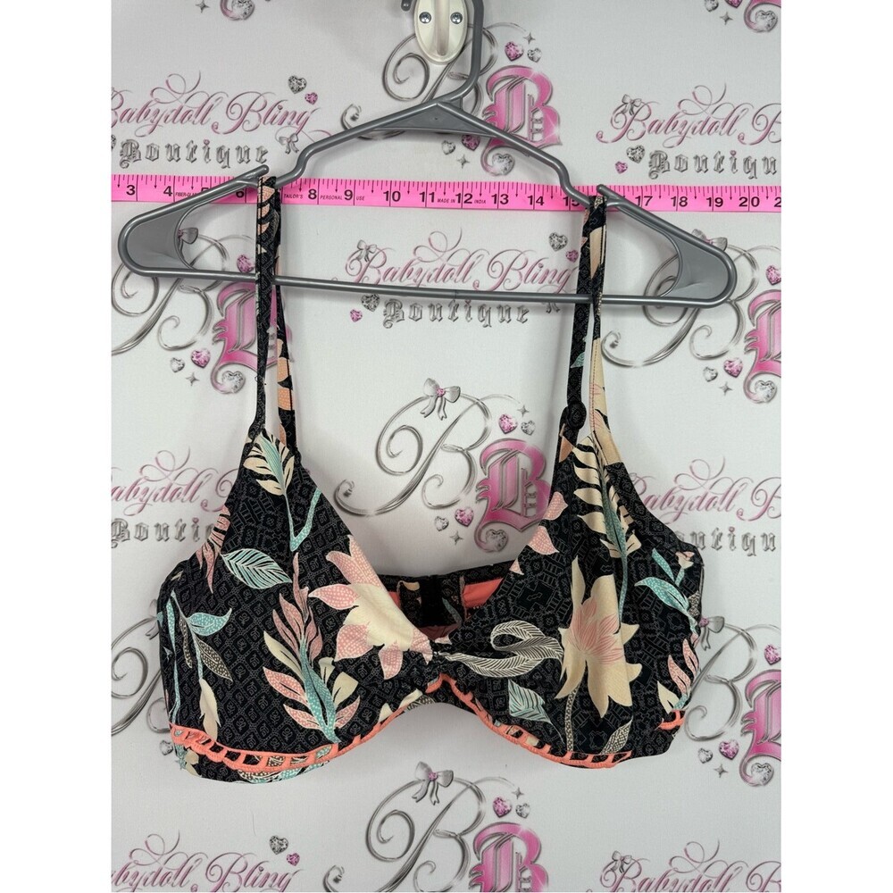 Bikini top orange Floral Underwire Bikini Top - Black with Pastel Floral